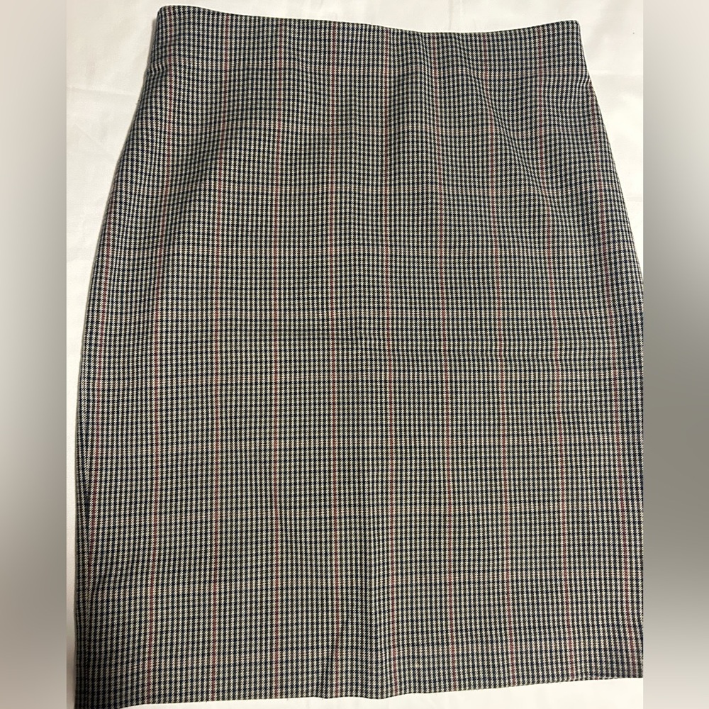 Dark green, navy, burgundy Plaid Houndstooth Pencil Skirt